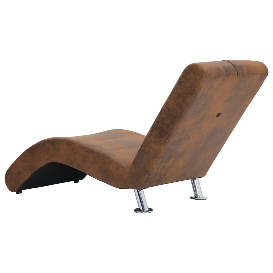 Chaise longue avec oreiller marron Similicuir daim - 5