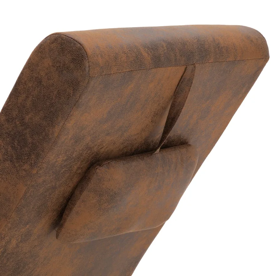 Chaise longue avec oreiller marron Similicuir daim - 6
