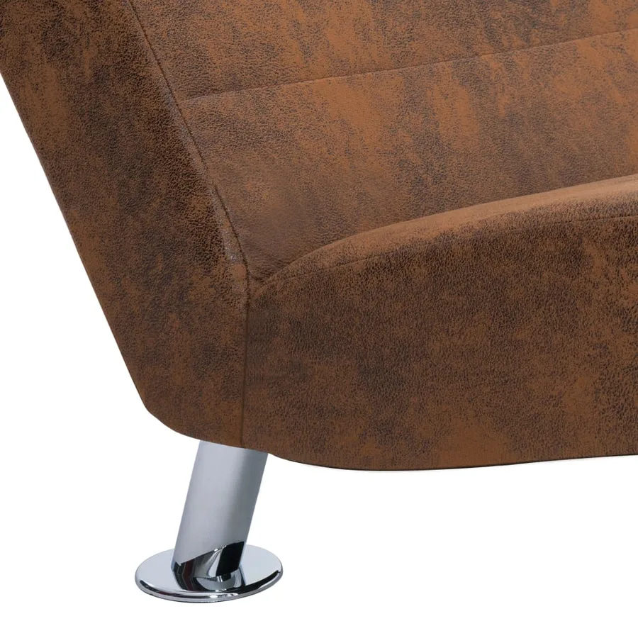 Chaise longue avec oreiller marron Similicuir daim - 8