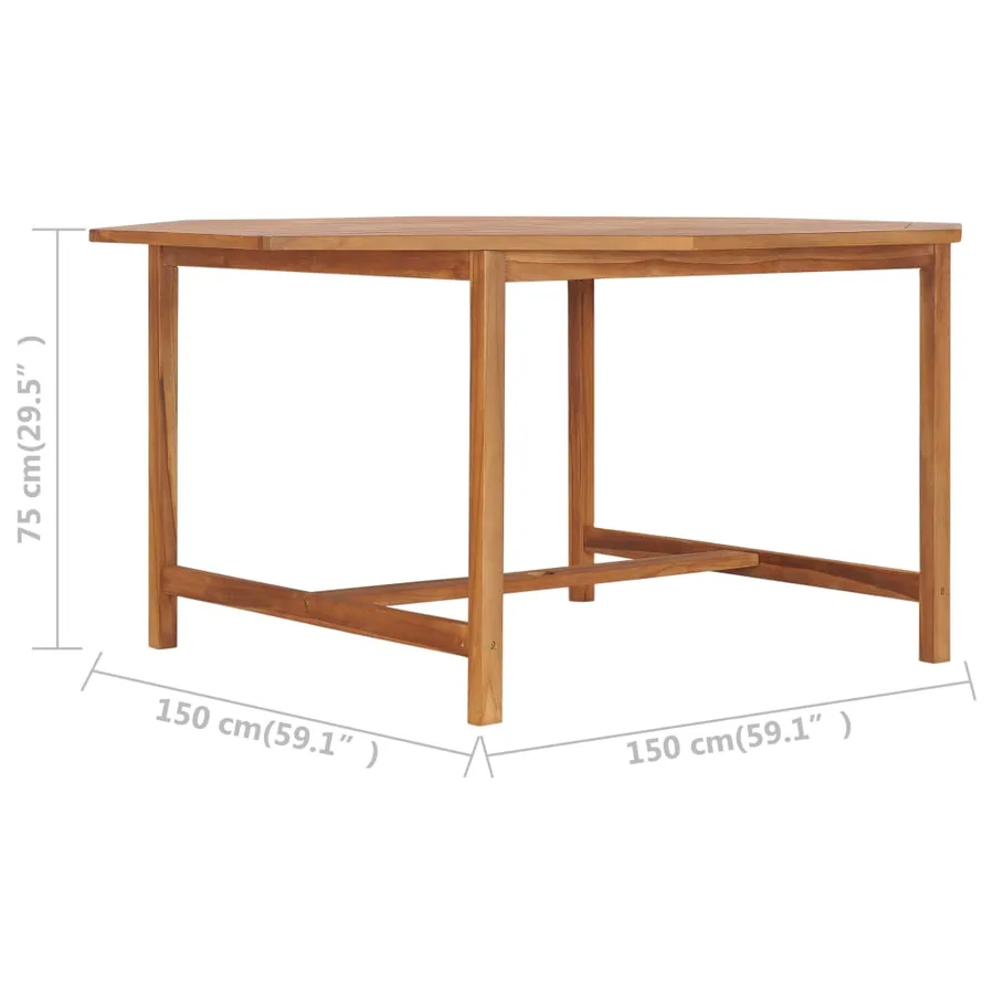 Table de jardin 150x150x75 cm Bois de teck solide - 7