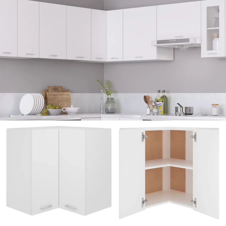 Armoire d'angle suspendue "Lyon" Blanc 57 x 57 x 60 cm Bois d'ingénierie - 2