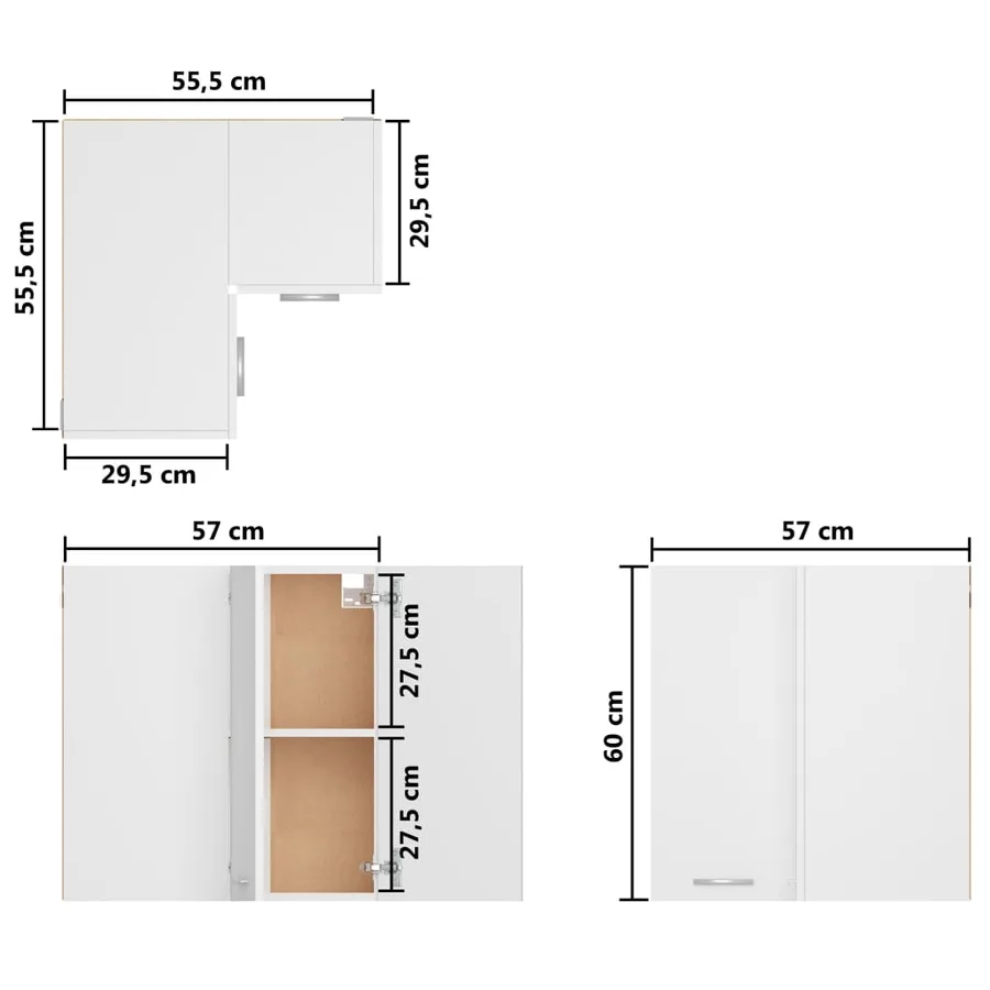 Armoire d'angle suspendue "Lyon" Blanc 57 x 57 x 60 cm Bois d'ingénierie - 9