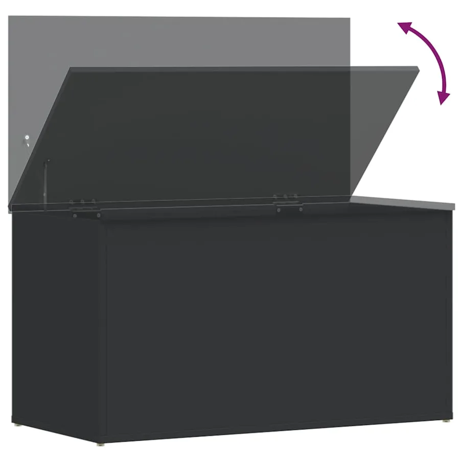 Coffre de rangement Noir 84x42x46 cm Bois d'ingénierie - 8