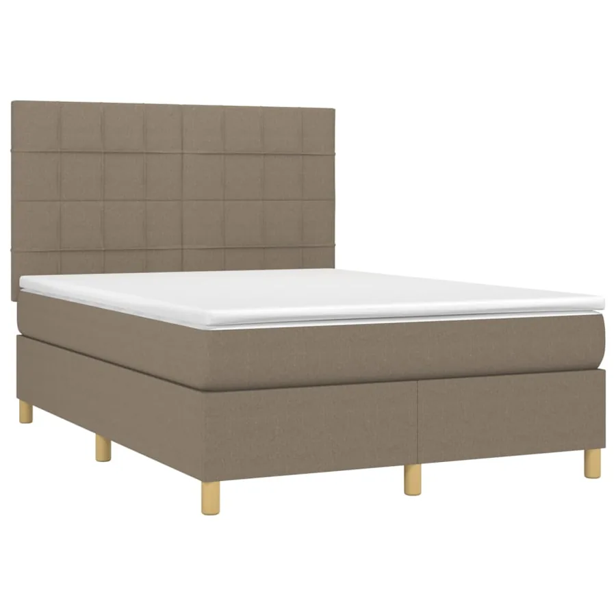 Sommier à lattes de lit et matelas et LED Taupe 140x200cm Tissu - 3