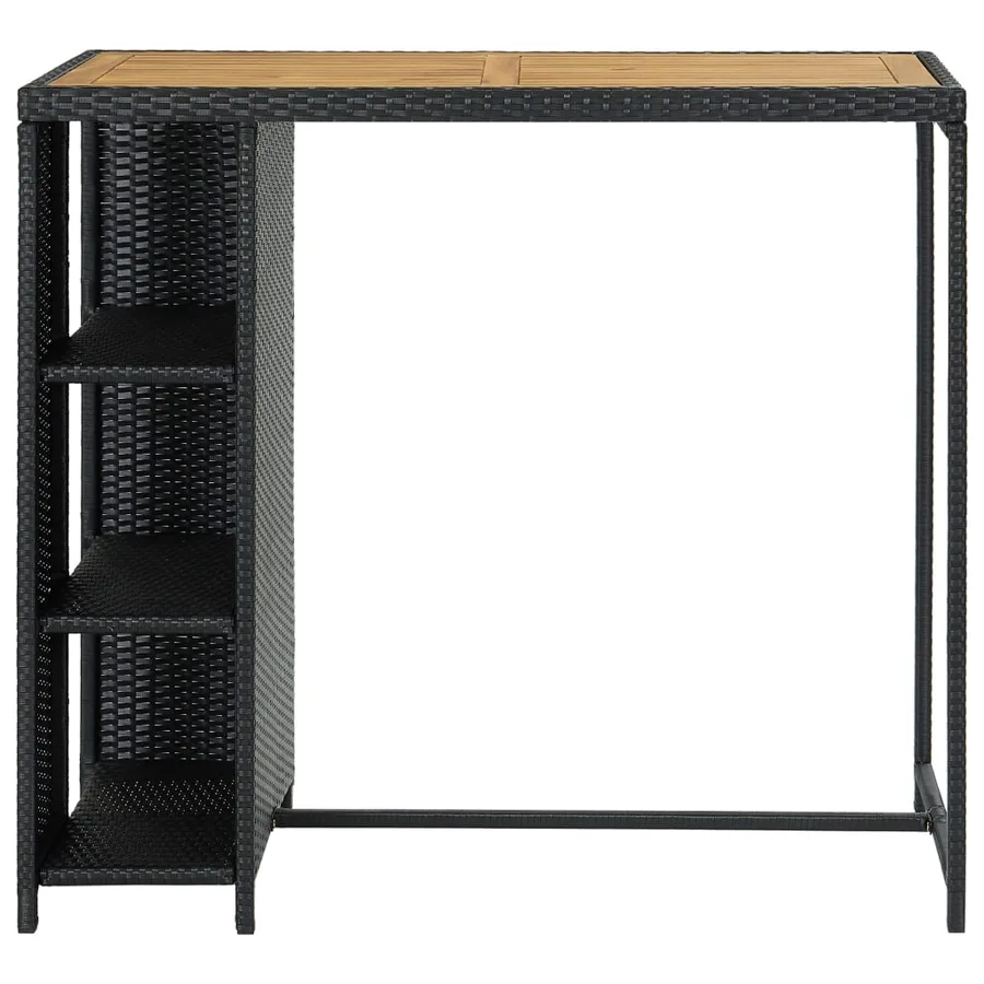 Table de bar avec rangement Noir 120x60x110 cm Résine tressée - 2