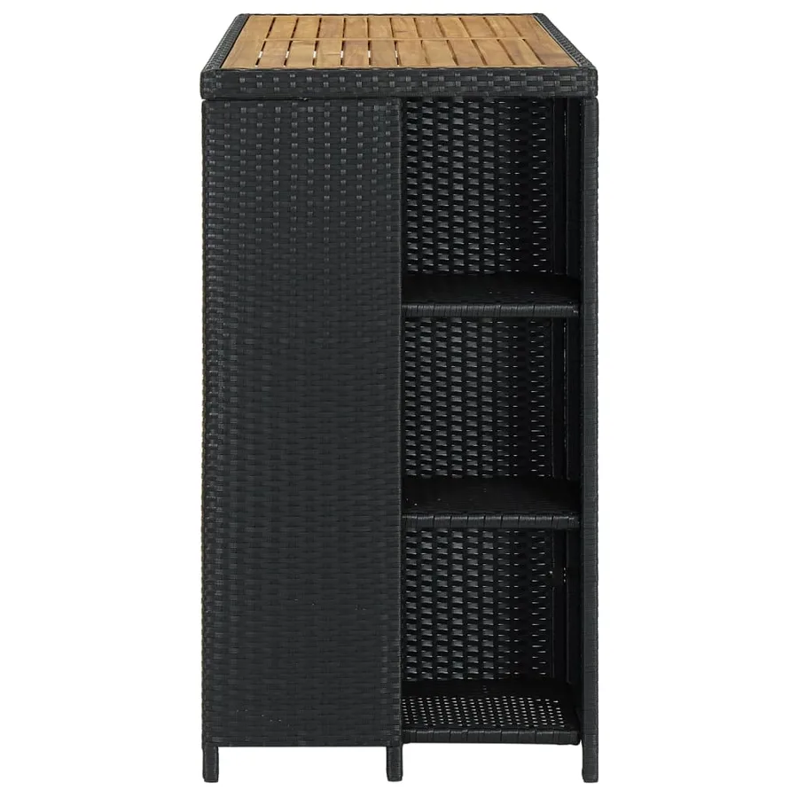 Table de bar avec rangement Noir 120x60x110 cm Résine tressée - 3