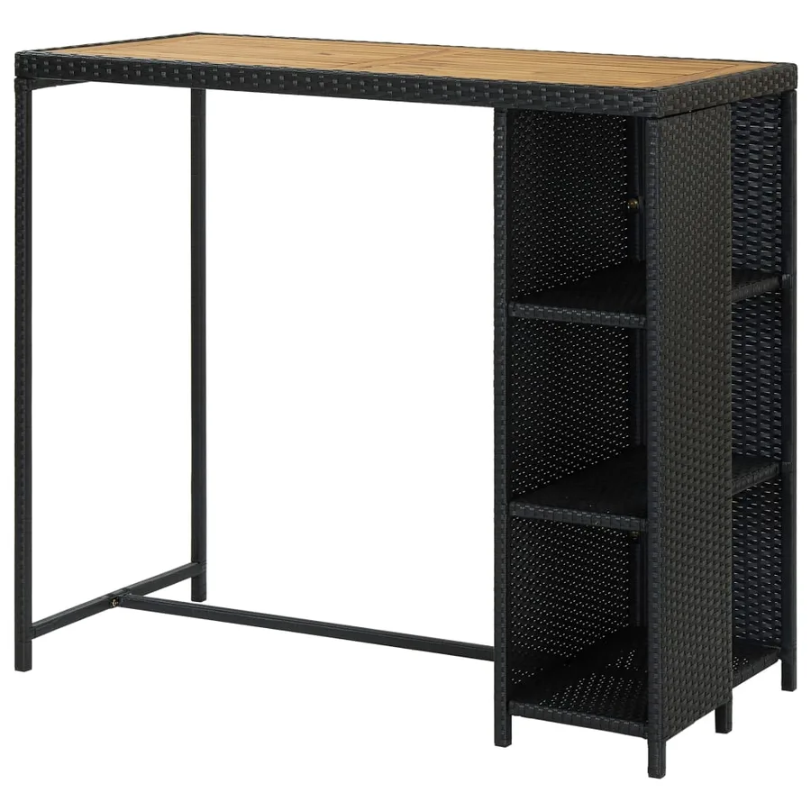 Table de bar avec rangement Noir 120x60x110 cm Résine tressée - 4