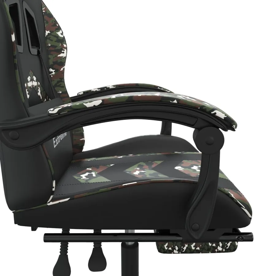 Chaise de jeu avec repose-pied Noir et camouflage Similicuir - 12