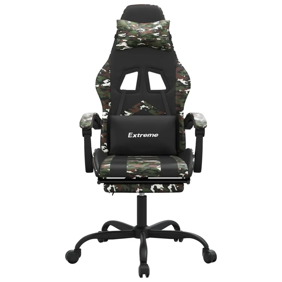 Chaise de jeu avec repose-pied Noir et camouflage Similicuir - 3