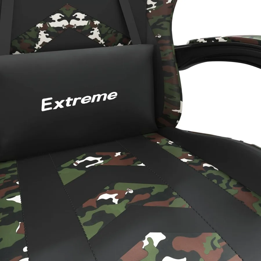 Chaise de jeu avec repose-pied Noir et camouflage Similicuir - 9