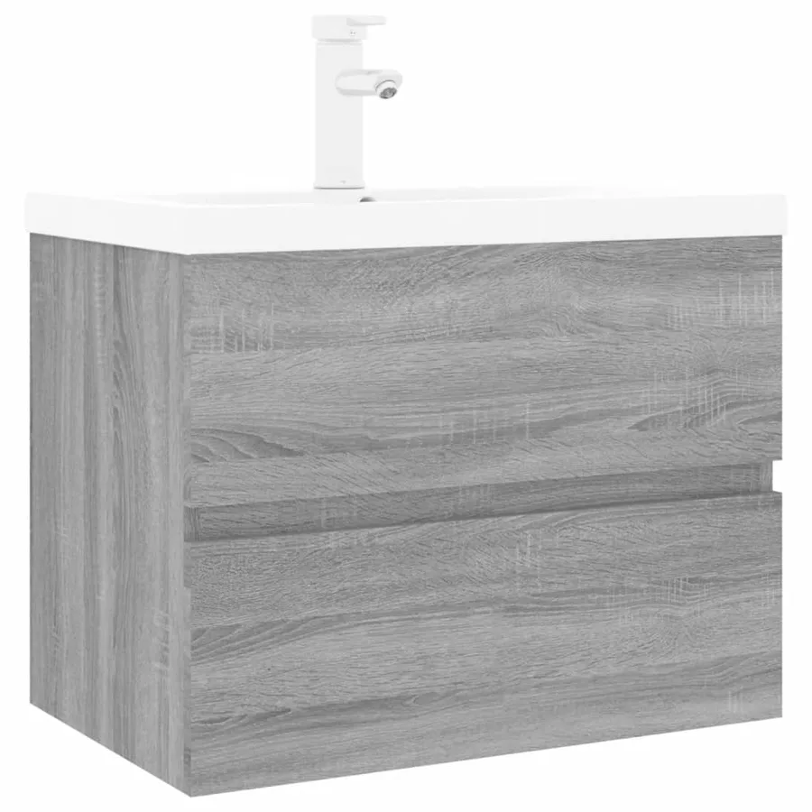 Meuble lavabo avec bassin intégré Sonoma gris Bois d'ingénierie - 2