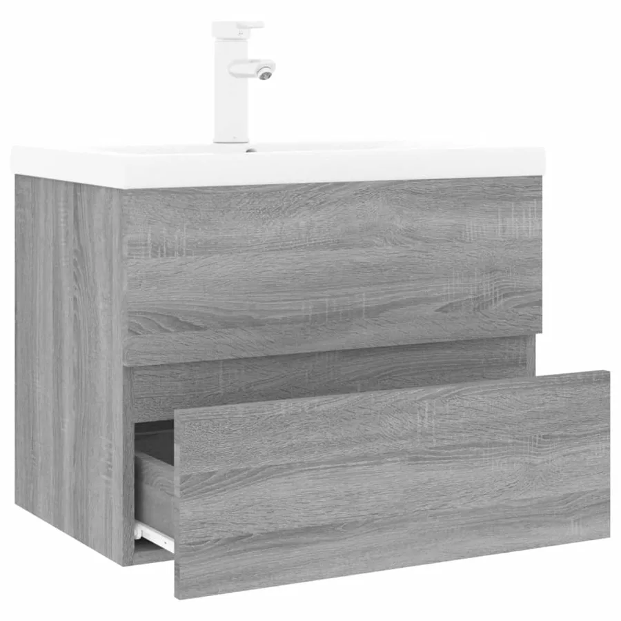 Meuble lavabo avec bassin intégré Sonoma gris Bois d'ingénierie - 3