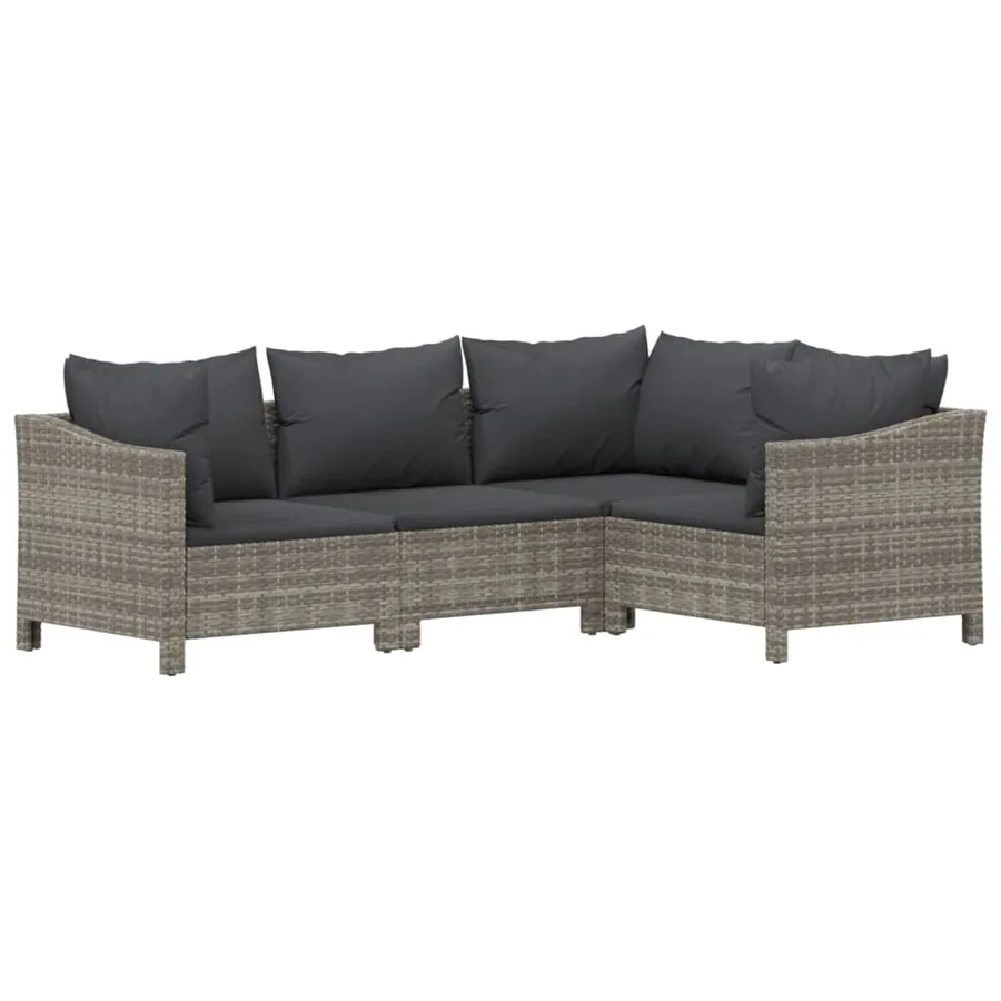 Salon de jardin 7 pcs avec coussins Gris Résine tressée - 5
