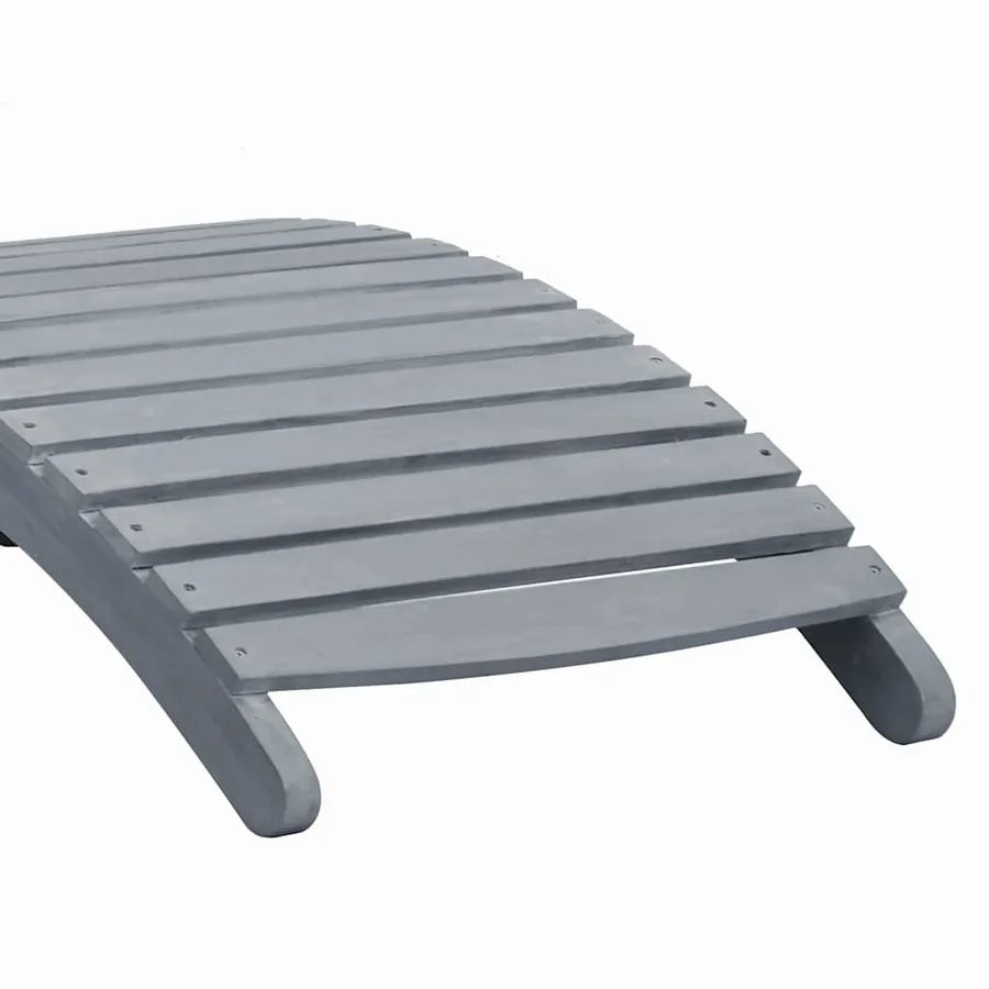 Chaise longue avec coussin Gris Bois d'acacia solide - 7