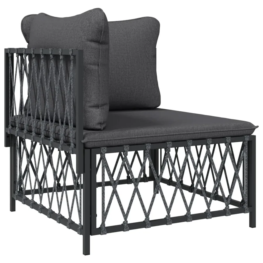 Salon de jardin avec coussins 3 pcs anthracite acier - 4