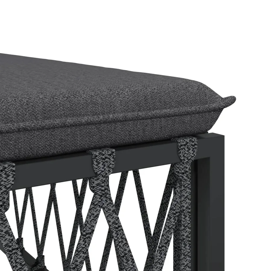 Salon de jardin avec coussins 3 pcs anthracite acier - 7