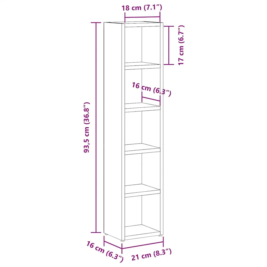 Armoires à CD 2 pcs Chêne sonoma 21x16x93,5 cm Aggloméré - 11