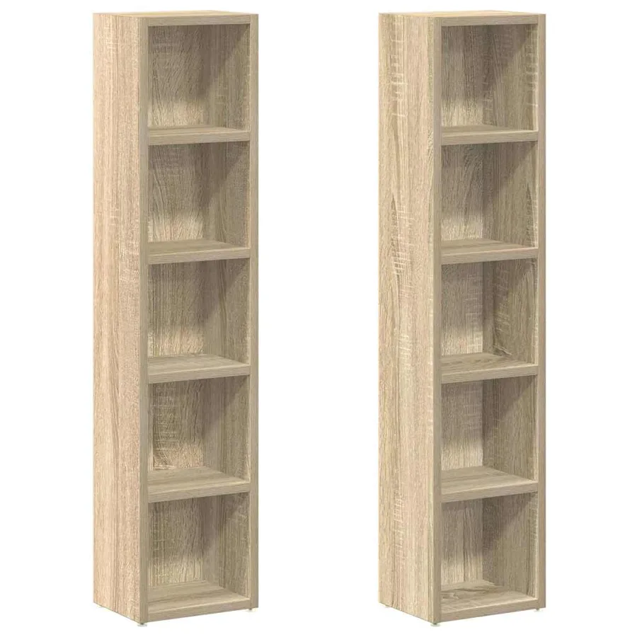 Armoires à CD 2 pcs Chêne sonoma 21x16x93,5 cm Aggloméré - 2