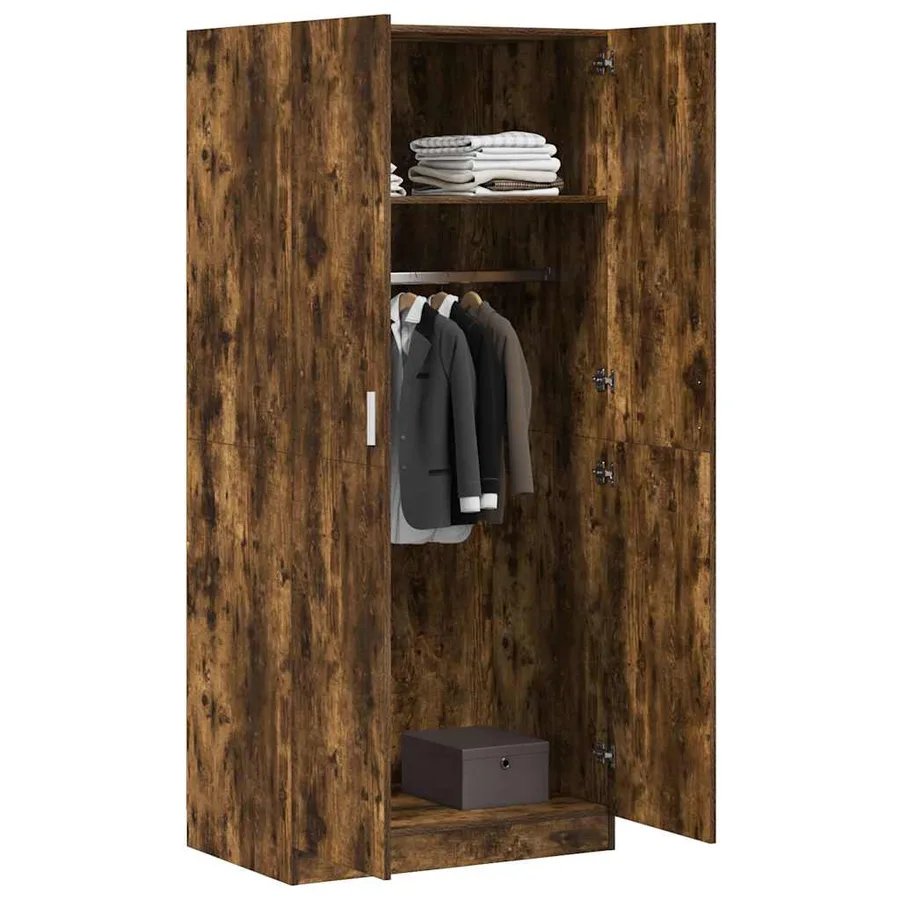 Garde-robe Chêne fumé 80x52x180 cm Bois d'ingénierie - 4