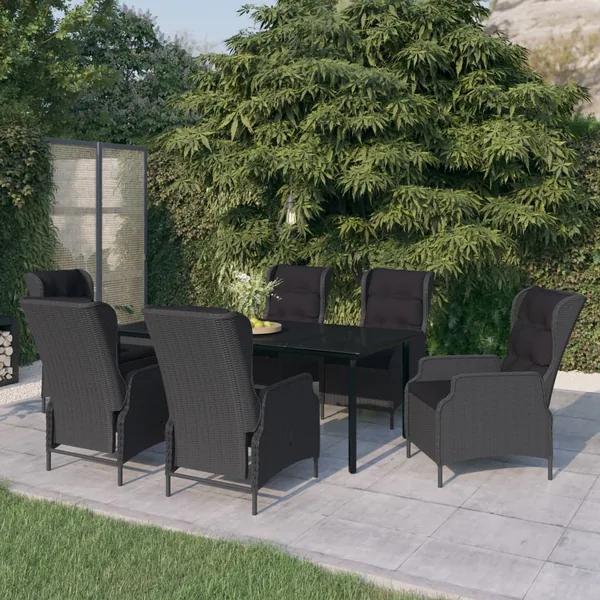 Ensemble à manger de jardin 7 pcs Gris foncé