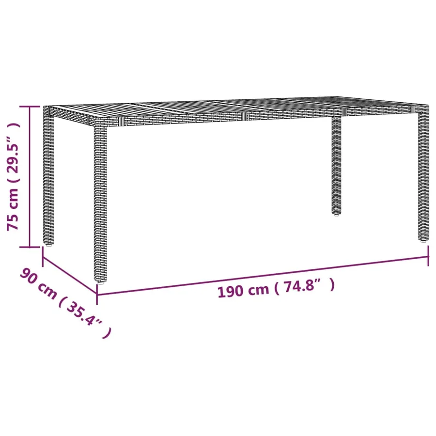 Table de jardin et dessus en bois Gris Résine tressée et acacia - 6
