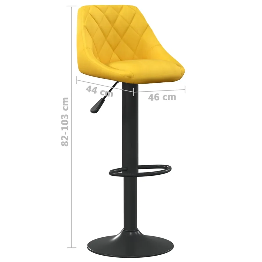 Tabourets de bar lot de 2 jaune moutarde velours - 9