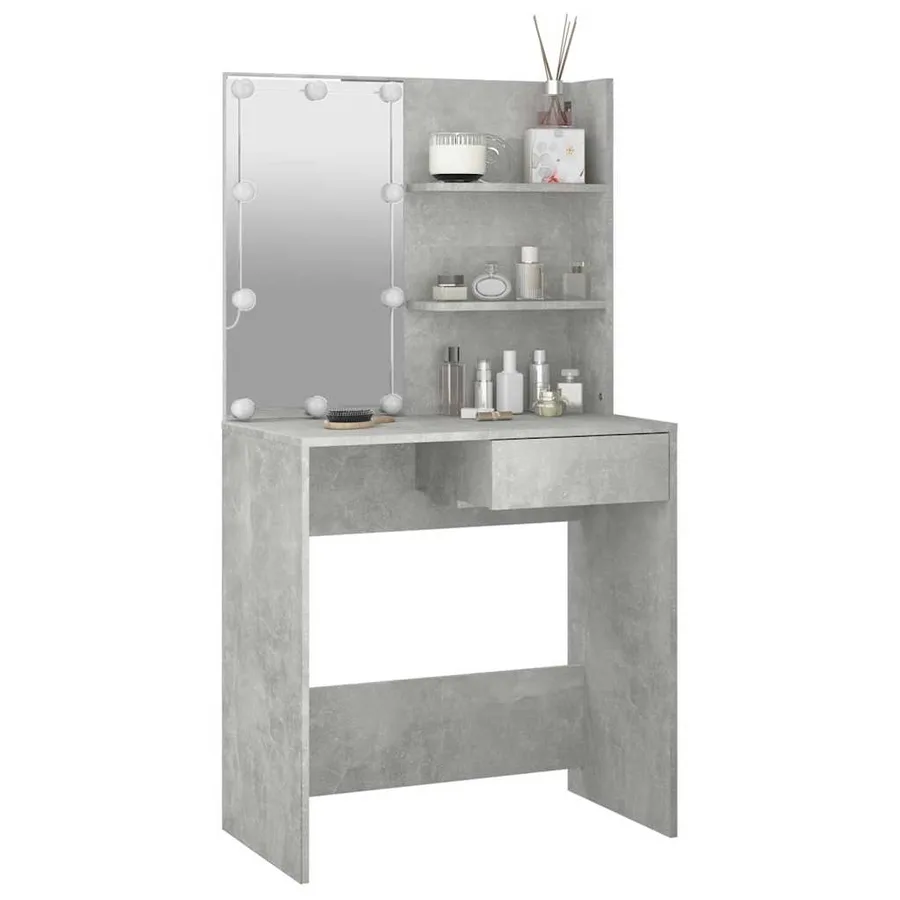 Coiffeuse avec LED Gris béton 74,5x40x141 cm - 3