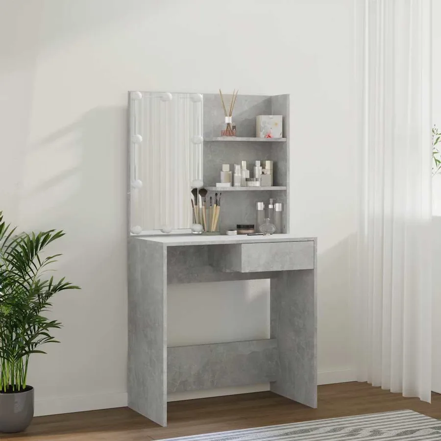 Coiffeuse avec LED Gris béton 74,5x40x141 cm - 5