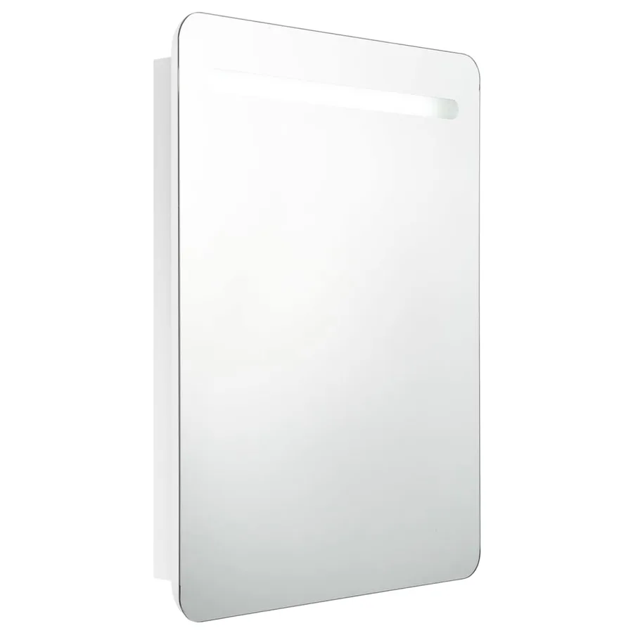 Armoire de salle de bain à miroir LED Blanc brillant 60x11x80cm - 2