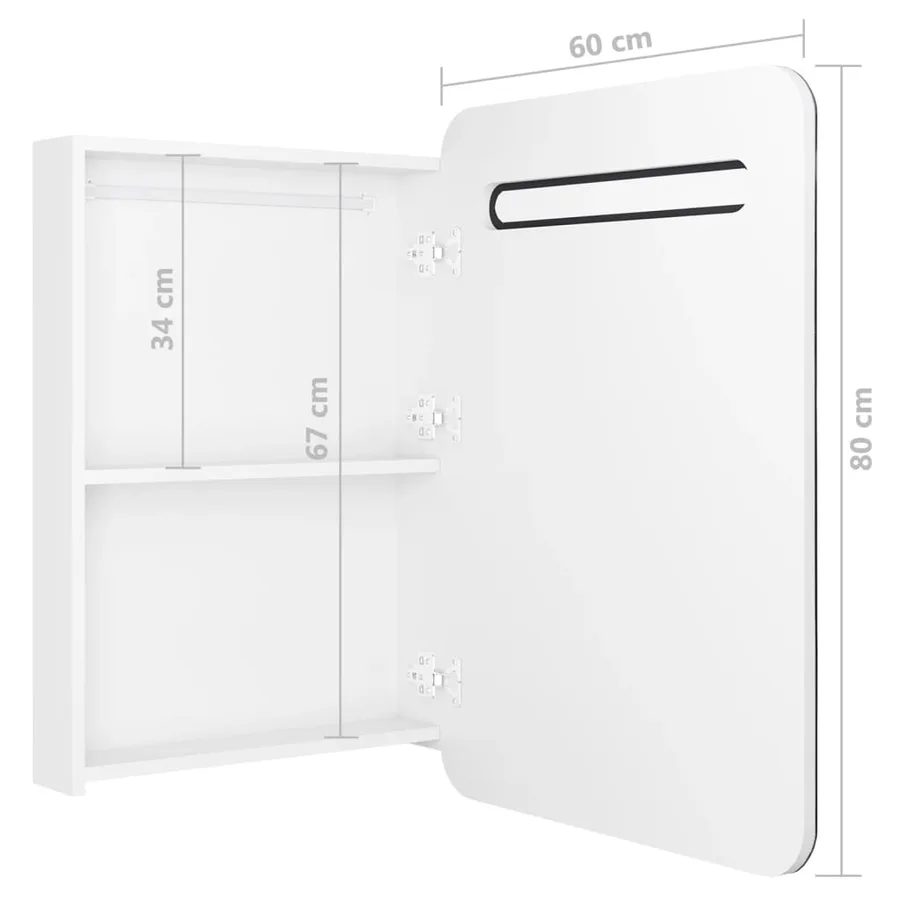 Armoire de salle de bain à miroir LED Blanc brillant 60x11x80cm - 7