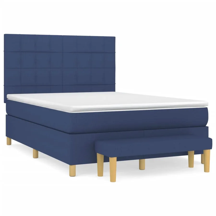 Sommier à lattes de lit avec matelas Bleu 140x190 cm Tissu - 2