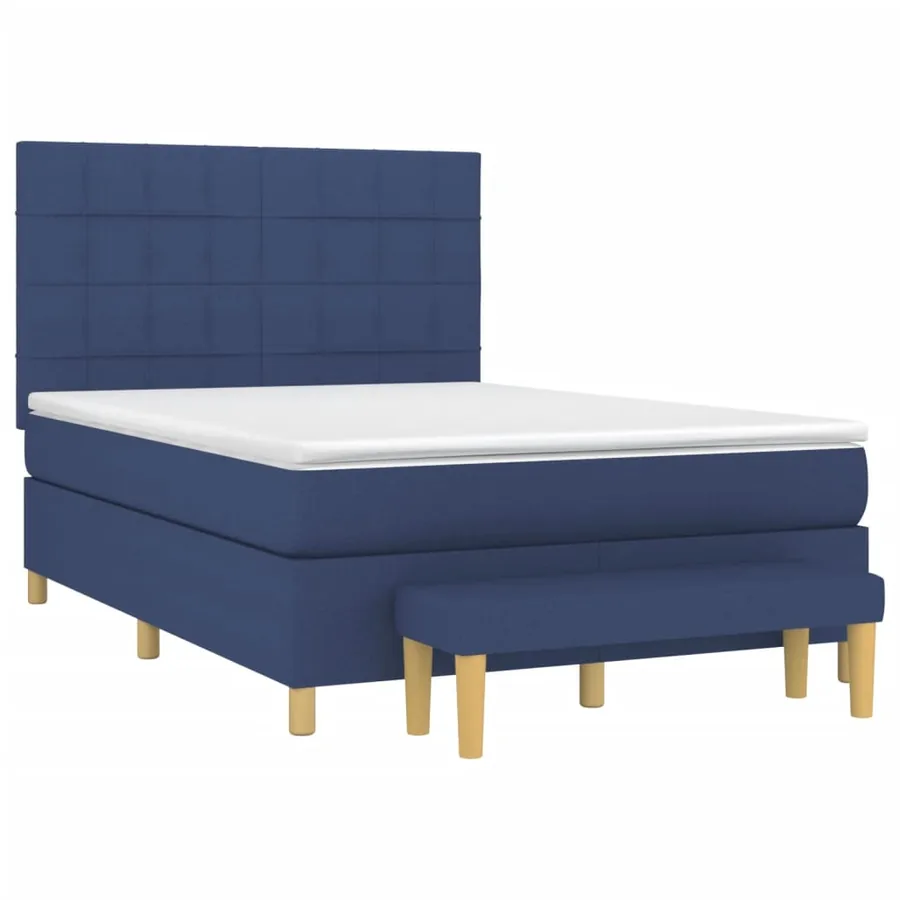 Sommier à lattes de lit avec matelas Bleu 140x190 cm Tissu - 3