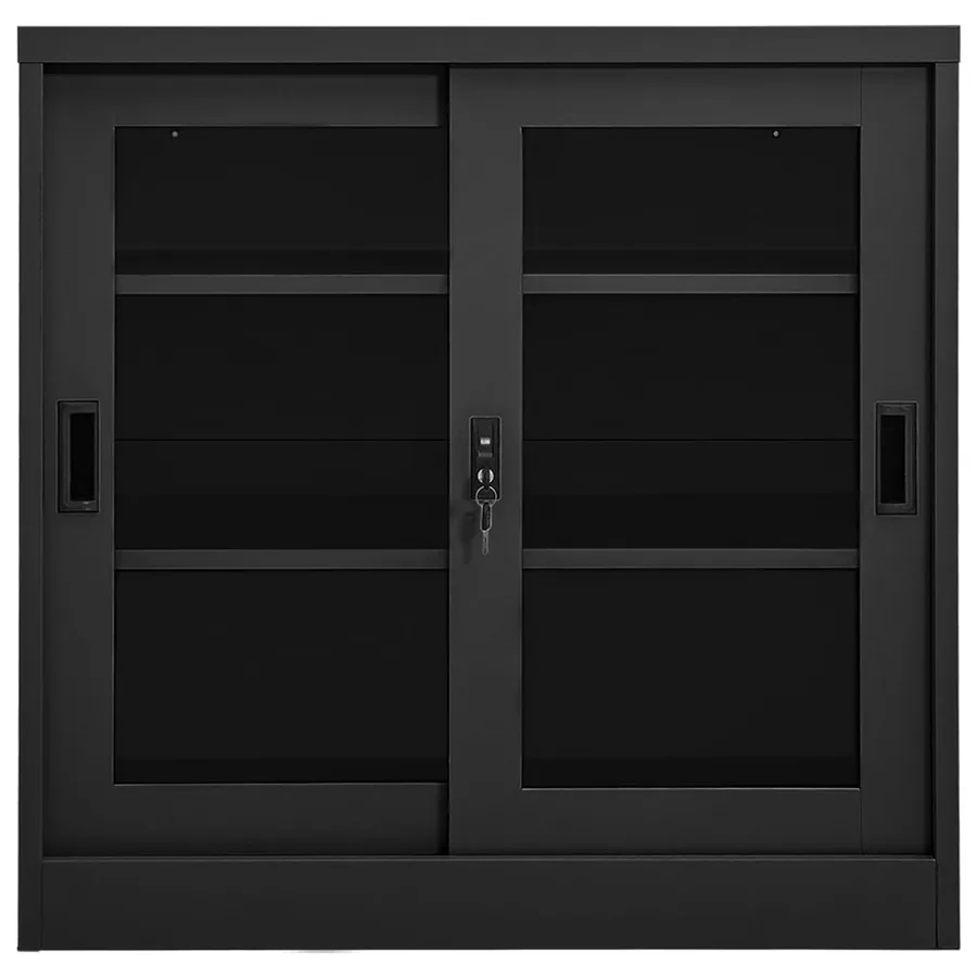 Armoire à portes coulissantes Anthracite 90x40x90 cm Acier - 2