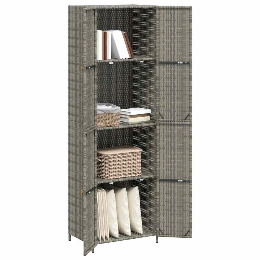 Armoire de rangement jardin Gris 59x40x180 cm Résine tressée - 4