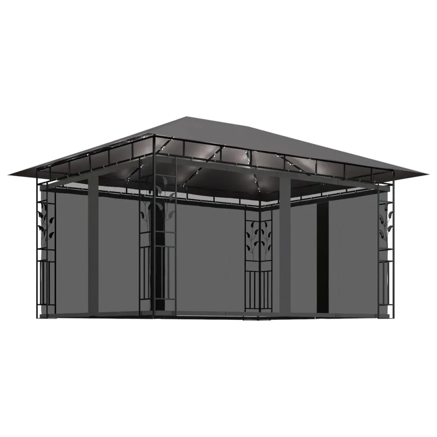 Tonnelle avec moustiquaire et lumières LED 4x3x2,73m Anthracite - 2