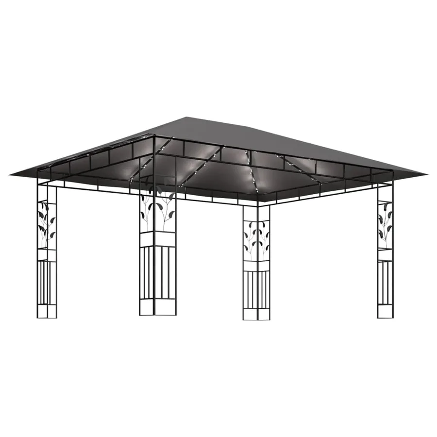 Tonnelle avec moustiquaire et lumières LED 4x3x2,73m Anthracite - 4