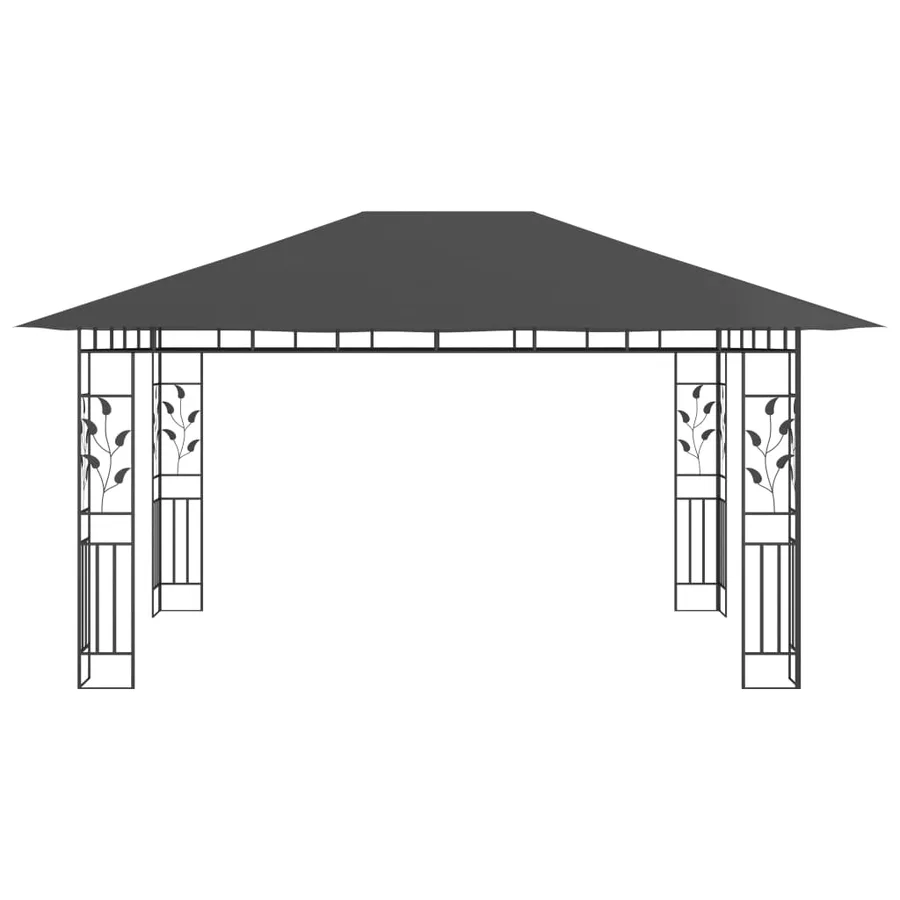 Tonnelle avec moustiquaire et lumières LED 4x3x2,73m Anthracite - 6