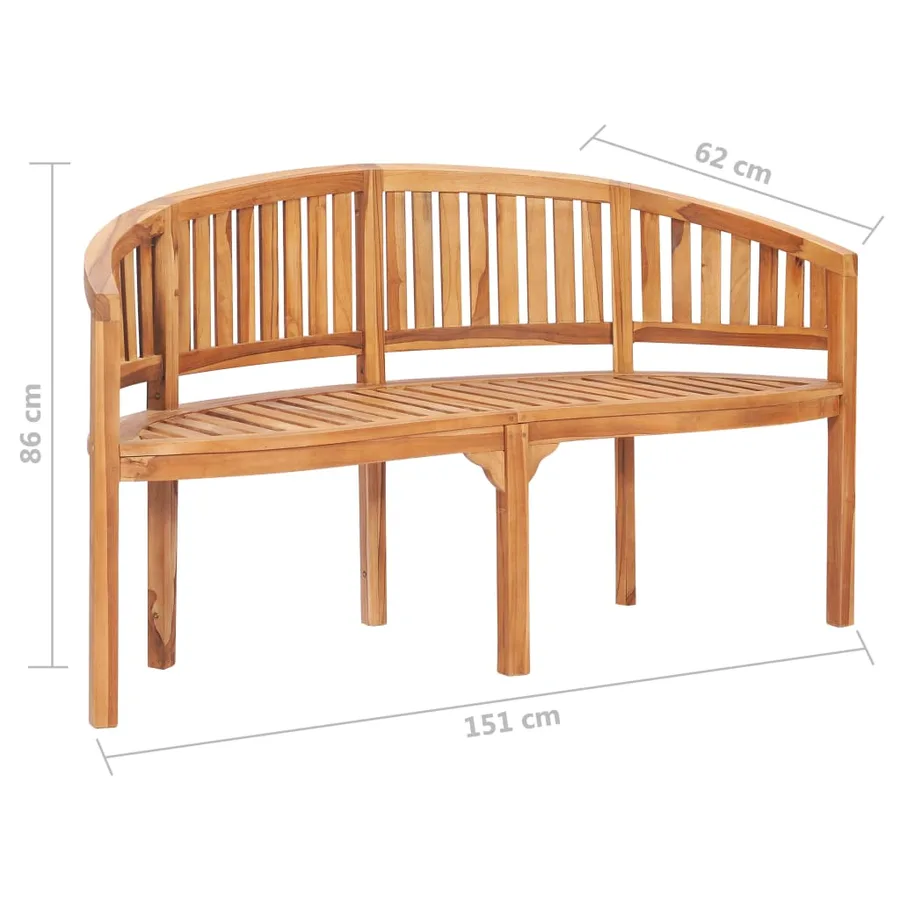 Salon de jardin 4 pcs en forme de banane Bois de teck solide - 12