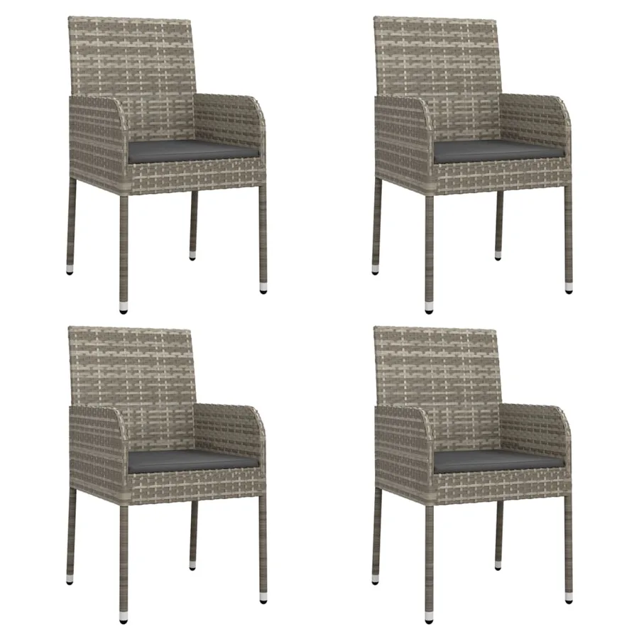 Ensemble à manger de jardin 5 pcs coussins gris résine tressée - 4