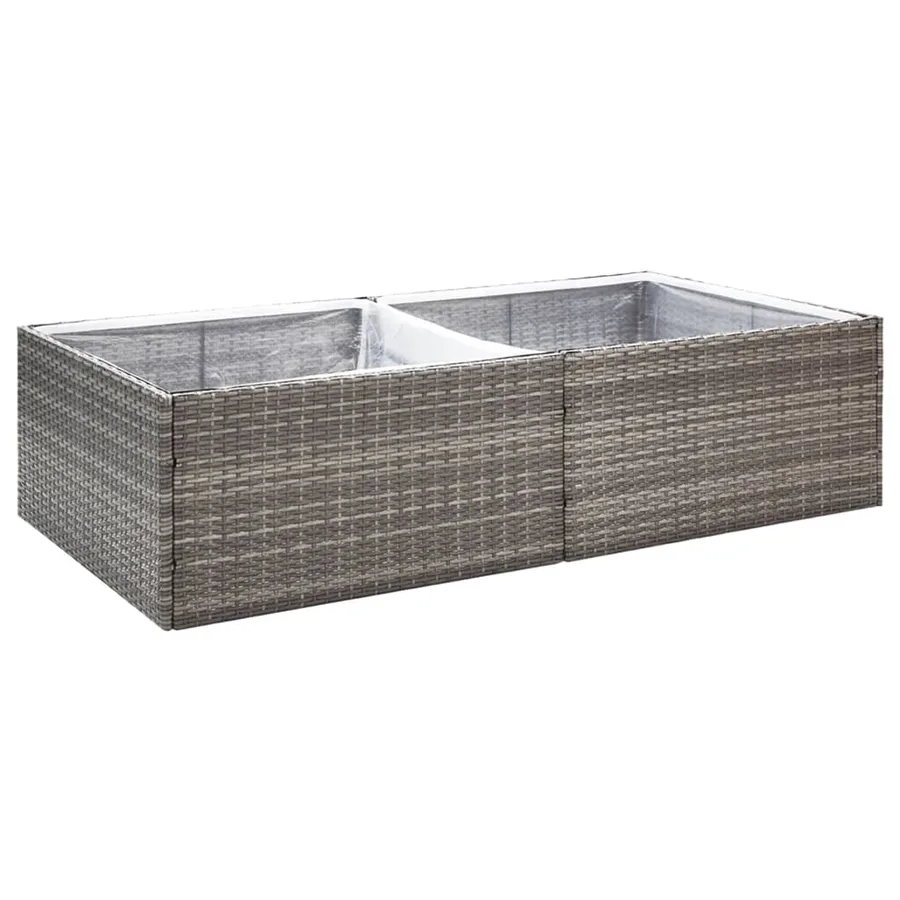 Jardinière Gris 157x80x40 cm Résine tressée - 2