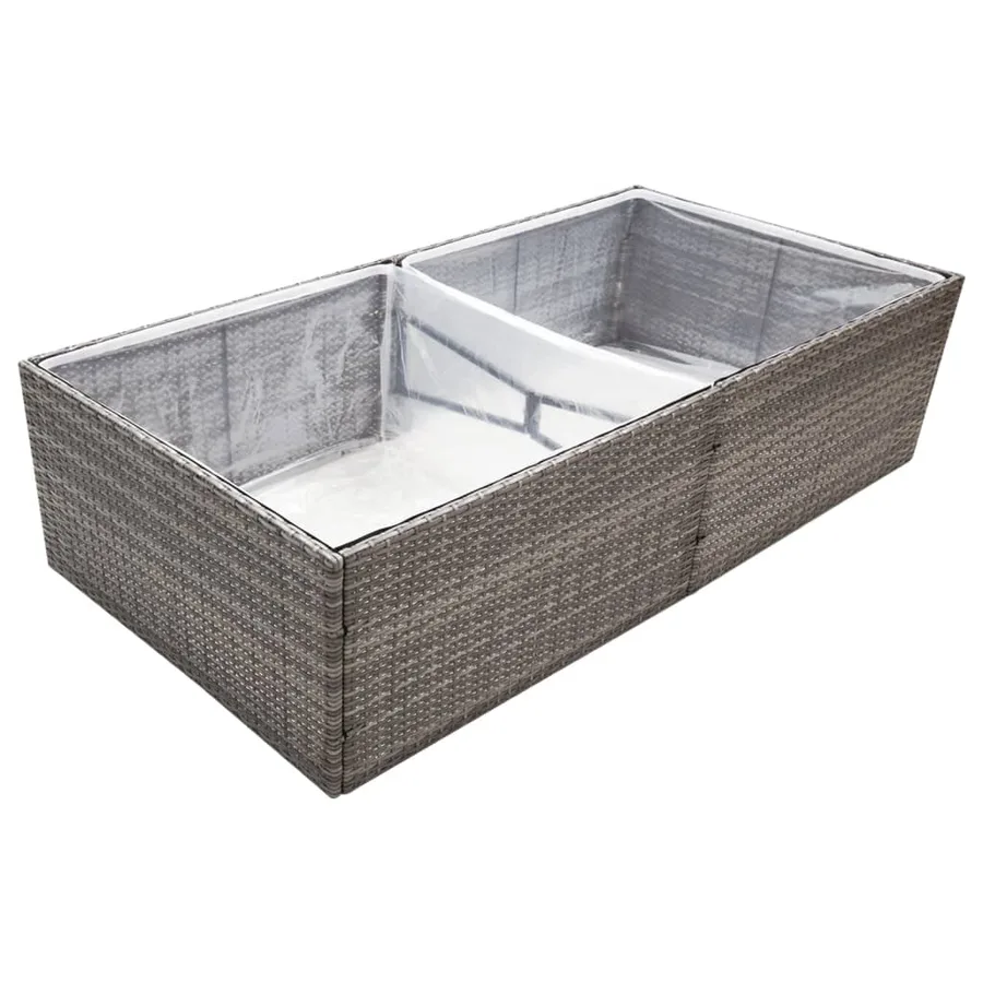 Jardinière Gris 157x80x40 cm Résine tressée - 3