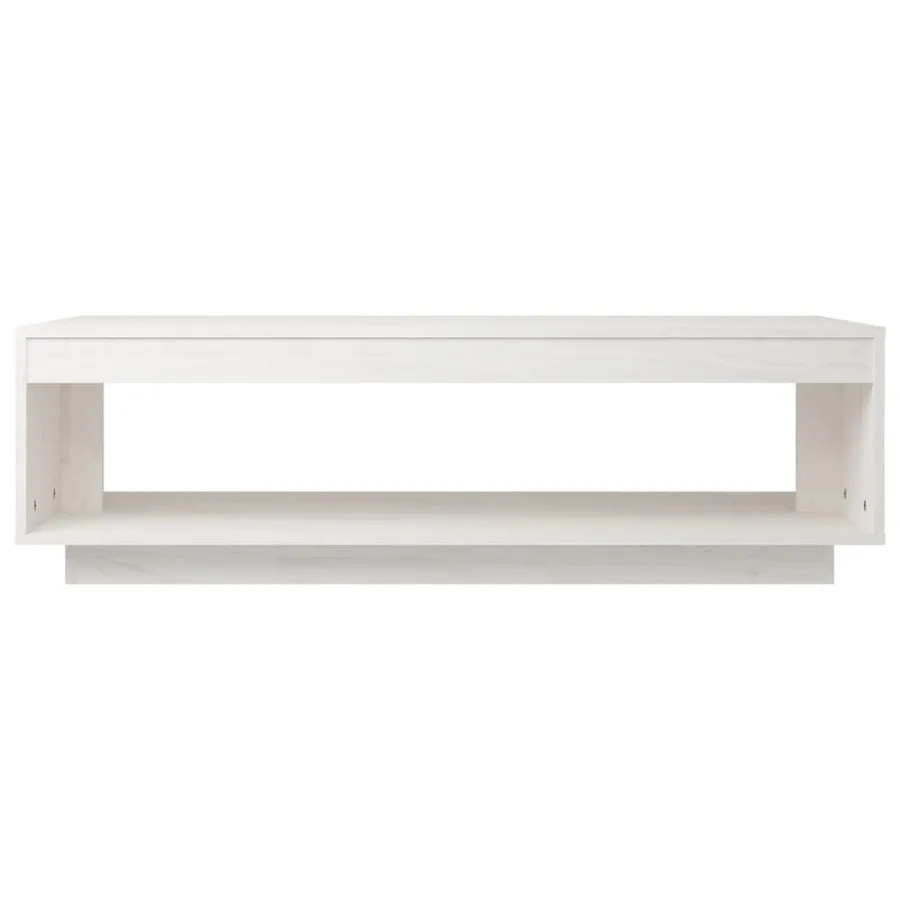Table basse blanc 110x50x33,5 cm bois de pin massif - 5