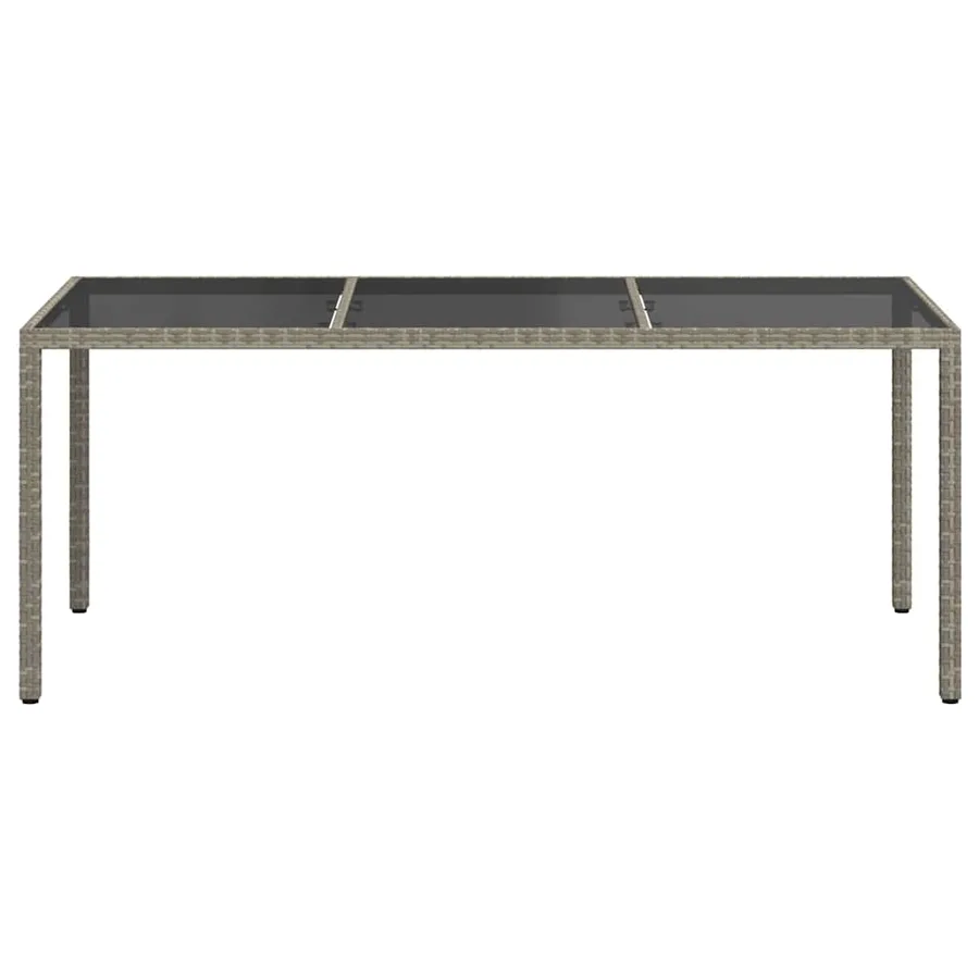Table de jardin Gris 190x90x75 cm Verre trempé/résine tressée - 3