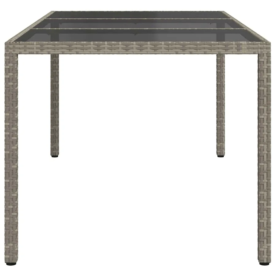 Table de jardin Gris 190x90x75 cm Verre trempé/résine tressée - 4