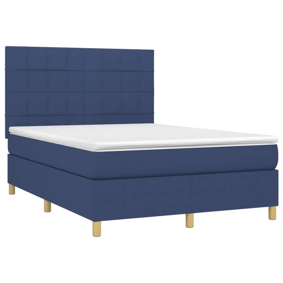 Sommier à lattes de lit avec matelas Bleu 140x200 cm Tissu - 3