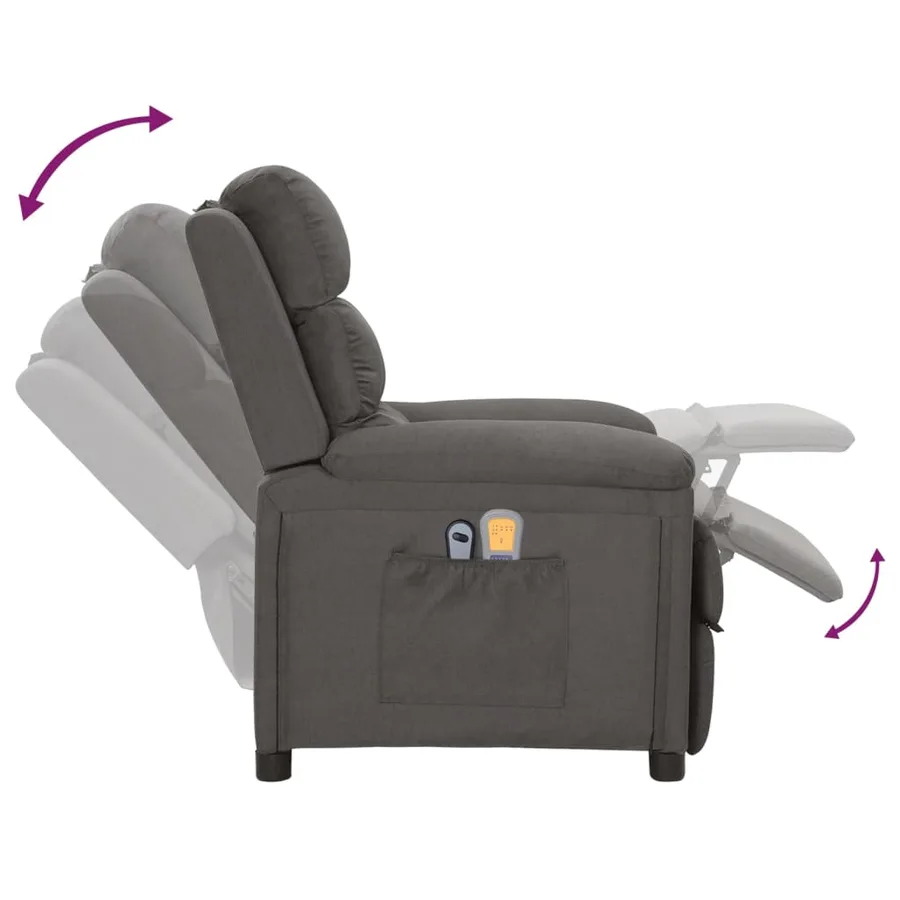 Fauteuil électrique de massage Gris foncé Tissu - 8
