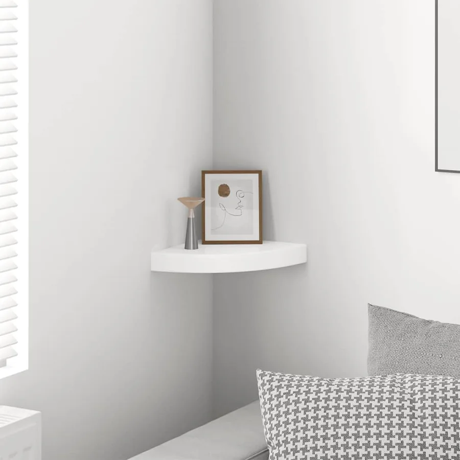 Étagère d'angle flottante Blanc brillant 25 x 25 x 3,8 cm MDF