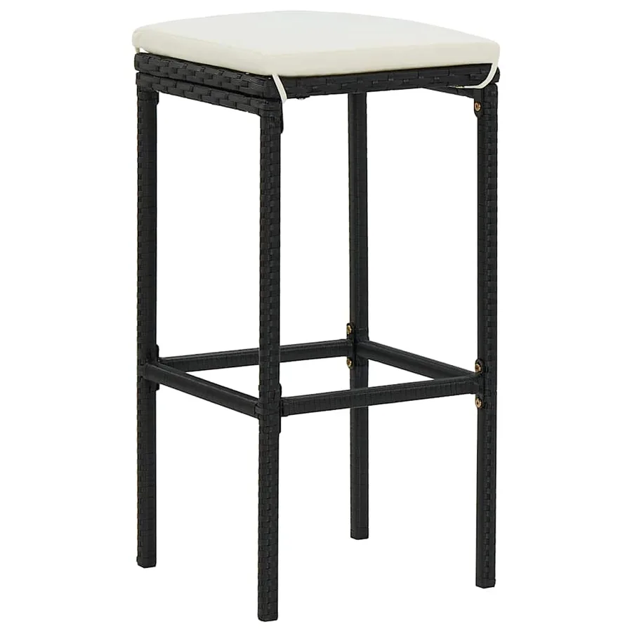 Tabourets de bar avec coussins lot de 4 noir résine tressée - 2