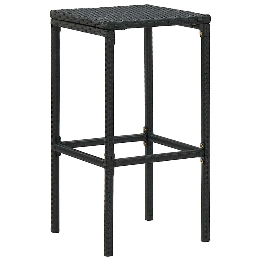Tabourets de bar avec coussins lot de 4 noir résine tressée - 3