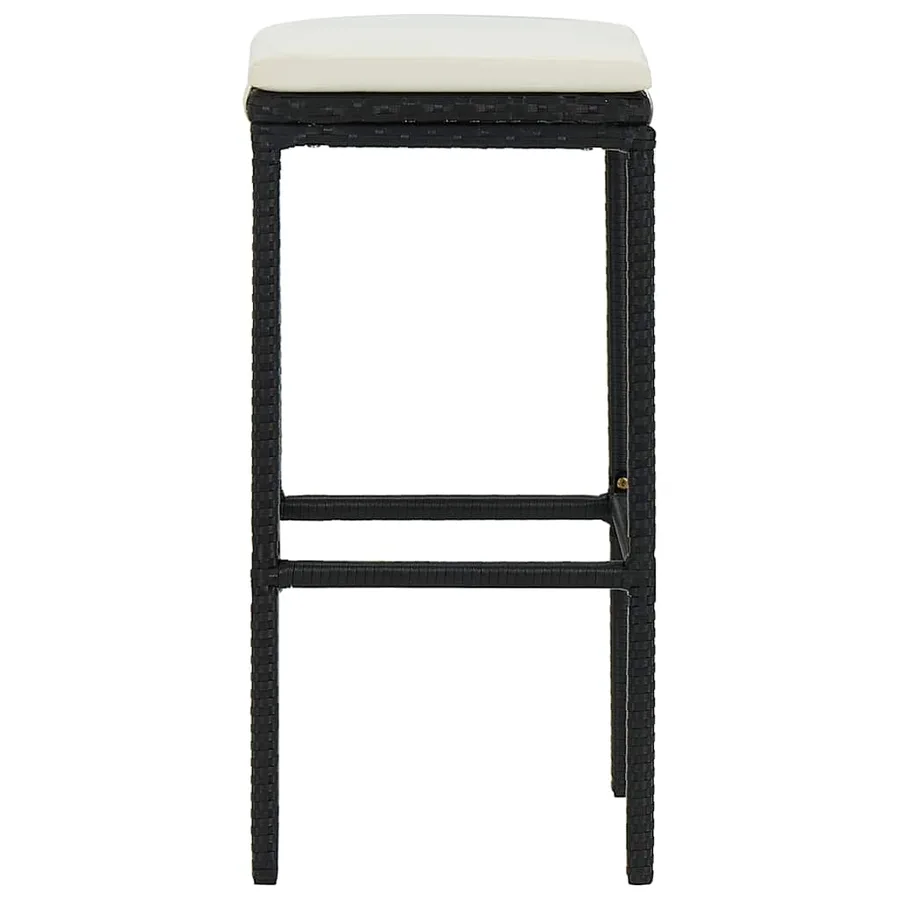 Tabourets de bar avec coussins lot de 4 noir résine tressée - 4